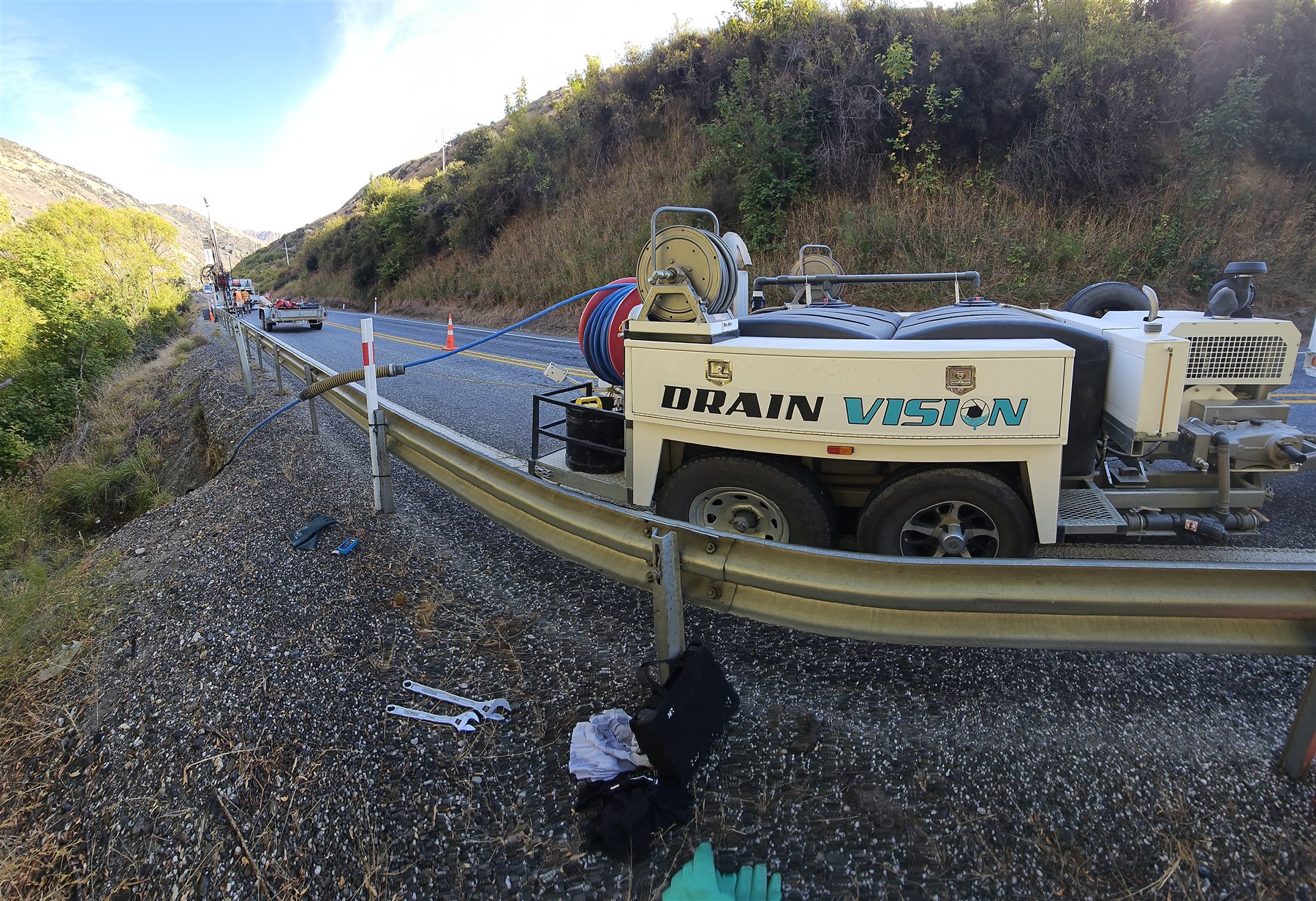 Drain Vision branded jetter trailer — Central Otago drain clearing